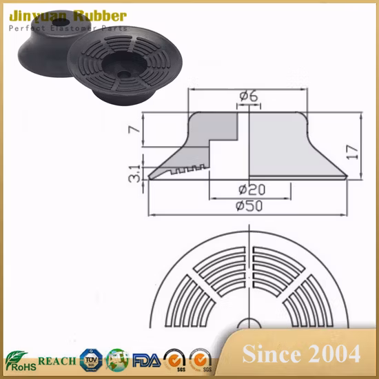 기업 기계장치를 위한 주문 실리콘고무 진공 패드 빨판 흡입 컵